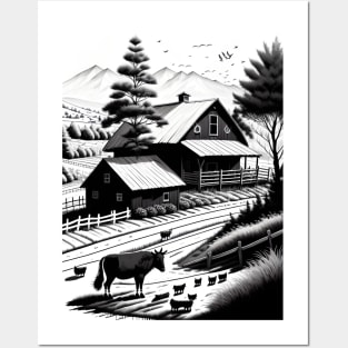 Farm scene Posters and Art